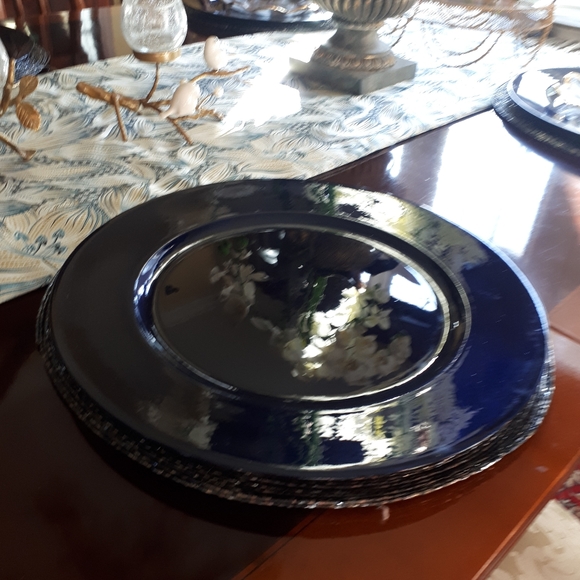 Vintage blue beaded 13 1/4 in placemats - Picture 9 of 15